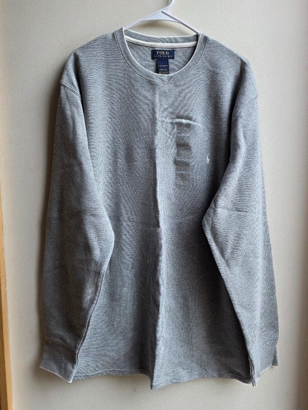 NWT Polo Ralph Lauren Gray Waffle Knit Crew Neck Long Sleeve Jersey Size 2XL